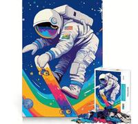 Puzzle da 1000 pezzi per adulti con astronauta che fa skateboard nello spazio Gioco divertente e stimolante per il tempo libero,ideale come regalo di compleanno o per hobby (50x75cm)