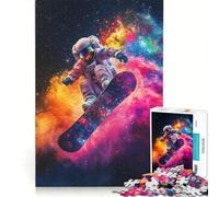 Puzzle da 1000 pezzi per adulti con astronauta che fa snowboard nello spazio, gioco rilassante, attività divertente da fare in casa, per rafforzare l'amore tra le coppie 38x52cm