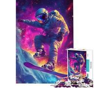 Puzzle da 1000 pezzi per adulti con astronauta che fa snowboard nello spazio ideale per rilassarsi imparare giocare fare arte regalo perfetto per le vacanze a casa o per passare il tempo (38x52cm)