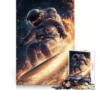 Puzzle da 1000 pezzi per adulti con astronauta che fa surf e fuoco Un'attività che stimola la mente e offre un momento di relax Bordi precisi Un regalo speciale (50x75cm)