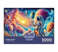 Puzzle da 1000 pezzi per adulti con astronauta che fluttua in un vortice cosmico colorato: astronauta nello spazio vibrante per tutta la famiglia, donne, regali per uomini, 52x38 cm/1000 pezzi