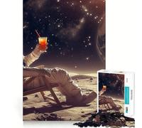 Puzzle da 1000 pezzi per adulti con astronauta che prende il sole sulla luna,bordi sottili,gioco creativo,divertente e rilassante,ideale come regalo di compleanno o per hobby (38x26cm)
