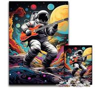 Puzzle da 1000 pezzi per adulti con astronauta che suona la chitarra. Puzzle in legno rilassante e divertente, perfetto regalo di Natale e decorazione per la casa, 50x75CM/19,68x29,52 pollici.