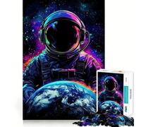 Puzzle da 1000 pezzi per adulti con astronauta che tiene in mano la Terra Taglio preciso,gioco di logica,svago e divertimento,ideale per compleanni (38x26cm)