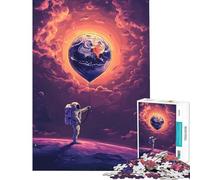 Puzzle da 1000 pezzi per adulti con astronauta che tiene in mano un pallone aerostatico a forma di Terra nello spazio Giocattolo educativo per l'apprendimento e il relax Una sfida stimolante Ottimo