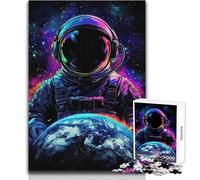 Puzzle da 1000 pezzi per adulti con astronauta che tiene la Terra per divertimento in famiglia, regalo divertente per bambini dai 14 anni in su (dimensioni 38x26cm)