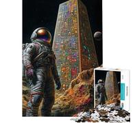 Puzzle da 1000 pezzi per adulti con astronauta e antico obelisco ideale per rilassarsi e scaricare lo stress divertendosi a casa (dimensioni: 50x75cm)