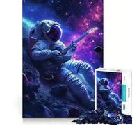 Puzzle da 1000 pezzi per adulti con astronauta e chitarra nello spazio,ritaglio preciso,decorazione,gioco divertente,tempo libero,regalo di compleanno,hobby (50x75cm)