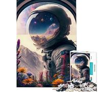Puzzle da 1000 pezzi per adulti con astronauta e fiori gioco di puzzle a tema vento attività manuale di assemblaggio interazione genitore-figlio (dimensioni 38x26cm)