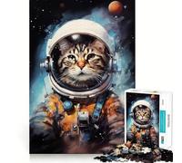 Puzzle da 1000 pezzi per adulti con astronauta e gatto,disegno dai bordi netti,gioco cognitivo divertente,gioco lento,regalo festivo per il tempo libero (38x52cm)