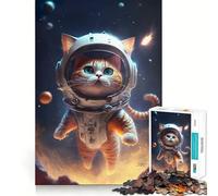 Puzzle da 1000 pezzi per adulti con astronauta e gatto spaziale,dai bordi puliti,gioco cognitivo divertente,gioco lento,regalo festivo per il tempo libero (50x75cm)