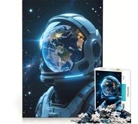 Puzzle da 1000 pezzi per adulti con astronauta e riflesso della Terra, gioco divertente, interazione genitore-figlio, con poster abbinato e foglio di curiosità 38x52cm