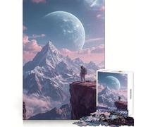 Puzzle da 1000 pezzi per adulti con astronauta sulla cima di una montagna e pianeta, ideale per sviluppare abilità cognitive, rilassare la mente e divertirsi (50x75cm) Regalo di Natale