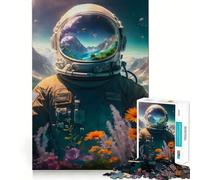 Puzzle da 1000 pezzi per adulti con astronauti e fiori,taglio premium,gioco stimolante per la mente,divertimento e pace,ideale per compleanni e attività artistiche (38x26cm)