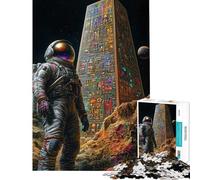 Puzzle da 1000 pezzi per adulti con astronauti e obelisco antico gioco rilassante regalo di compleanno difficile e stimolante (dimensioni 38x52cm)