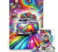 Puzzle da 1000 pezzi per adulti con auto da turismo psichedelica gioco educativo migliora la memoria compleanno e Natale 50x75cm