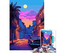 Puzzle da 1000 pezzi per adulti con auto d'epoca in una strada dell'Avana gioco educativo e stimolante ideale per la decorazione della casa e come regalo (dimensioni 38x52cm)