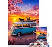 Puzzle da 1000 pezzi per adulti con autobus sulla spiaggia divertente gioco antistress decorazione per la casa ideale per rafforzare l'amore tra le coppie (38x26cm)