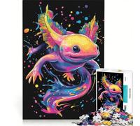 Puzzle da 1000 pezzi per adulti con axolotl colorati e schizzi d'acqua, decorazione da parete, divertimento in casa, per rafforzare l'amore tra le coppie 50x75cm