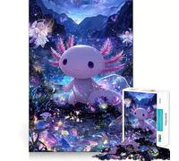 Puzzle da 1000 pezzi per adulti con axolotl e angeli in un paesaggio fantastico,ritaglio preciso,gioco di abilità,svago,divertimento,regalo di compleanno (50x75cm)
