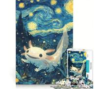 Puzzle da 1000 pezzi per adulti con axolotl e notte stellata, gioco educativo, sfida impegnativa, per rafforzare l'amore tra le coppie 50x75cm