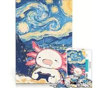 Puzzle da 1000 pezzi per adulti con axolotl e tema Notte stellata, gioco rompicapo, stimolante da completare, per rafforzare l'amore tra le coppie 38x52cm