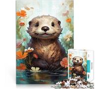 Puzzle da 1000 pezzi per adulti con baby otter giocattolo educativo per compleanni, Natale, adatto per ragazzi dai 14 anni in su, 26 x 38 cm