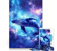 Puzzle da 1000 pezzi per adulti con balena blu nello spazio,decorazione elegante e compatta,attività stimolante per la mente,gioco rilassante,regalo perfetto per le festività 38x52cm