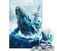 Puzzle da 1000 pezzi per adulti con balena che emerge da una nave attività divertenti da fare a casa regalo per donne giochi per famiglie adatto a persone dai 14 anni in su (50x75cm)