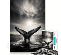 Puzzle da 1000 pezzi per adulti con balena che emerge dall'acqua,ritaglio preciso,decorazione,gioco di logica,svago,regalo festivo (38x52cm)