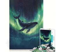 Puzzle da 1000 pezzi per adulti con balena e aurora boreale giocattolo decorativo da parete compleanni e Natale 38x52cm