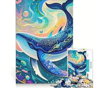 Puzzle da 1000 pezzi per adulti con balena in un oceano astratto e colorato gioco educativo di analisi e logica regalo di compleanno regalo di viaggio 50x75cm