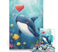 Puzzle da 1000 pezzi per adulti con balena innamorata gioco rilassante allena la mente e la mano compleanno e Natale 38x26cm