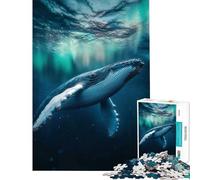 Puzzle da 1000 pezzi per adulti con balena megattera e aurora boreale gioco educativo giocattolo didattico regalo per compleanni decorazione perfetta (dimensioni 38x26cm)