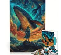 Puzzle da 1000 pezzi per adulti con balena nel cielo gioco rilassante allena la mente e la mano compleanno e Natale 50x75cm