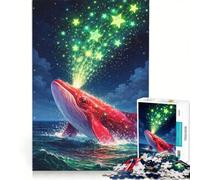Puzzle da 1000 pezzi per adulti con balena rossa e stelle gioco rilassante decorazione per la casa ideale come regalo per tutta la famiglia 50x75cm