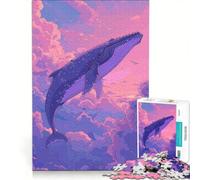 Puzzle da 1000 pezzi per adulti con balena volante nel cielo stile retrò gioco impossibile rilassante e stimolante per la mente adatto come decorazione da scrivania 50x75cm