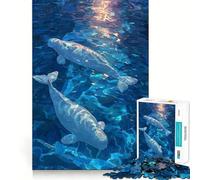 Puzzle da 1000 pezzi per adulti con balene beluga in acque blu,bordi lisci,gioco di concentrazione e costruzione,gioco tranquillo,scena natalizia (38x26cm)