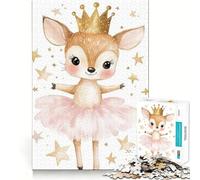Puzzle da 1000 pezzi per adulti con ballerina e cervo con corona,gioco di incastro preciso,gioco di concentrazione,regalo,divertimento facile,decorazione natalizia (38x52cm)