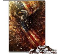 Puzzle da 1000 pezzi per adulti con bandiera americana e aquila in cartone, 26x38cm, perfetto per il divertimento in famiglia a Natale, Ringraziamento, compleanni e Pasqua