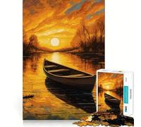 Puzzle da 1000 pezzi per adulti con barca al tramonto,bordo perfetto,gioco stimolante per la mente,gioco di ozio,scena natalizia 38x52cm