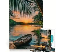 Puzzle da 1000 pezzi per adulti con barca da pesca tropicale, taglio preciso, divertente gioco di logica, svago e attività per compleanno (38x52cm)
