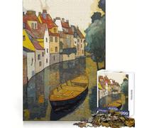 Puzzle da 1000 pezzi per adulti con barca in canale e edifici, stimolante cognitivo, per il tempo libero e il divertimento, perfetto per Natale (50x75cm)