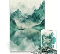 Puzzle da 1000 pezzi per adulti con barca,montagna,paesaggio asiatico,mini puzzle con pezzi ben definiti,attività stimolante per la mente,divertimento rilassante,regalo artistico di compleanno 38x26cm
