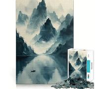 Puzzle da 1000 pezzi per adulti con barca,montagna,stile asiatico,mini puzzle finemente intagliato,gioco di concentrazione mentale,gioco per momenti di tranquillità,attività per compleanno 38x26cm