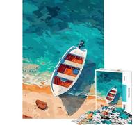 Puzzle da 1000 pezzi per adulti con barca sulla spiaggia arte digitale giochi educativi giocattoli educativi ottimo regalo vacanza a casa per passare il tempo (dimensioni 50x75cm)