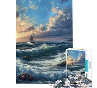 Puzzle da 1000 pezzi per adulti con barche al tramonto sull'oceano Divertimento a casa decorazioni per la casa giocattoli per bambini dai 14 anni in su 38x52cm
