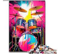 Puzzle da 1000 pezzi per adulti con batteria colorata con graffiti al neon, in legno, perfetto come decorazione fai da te o regalo di compleanno 50x75cm per compleanni, vacanze, Natale e Halloween