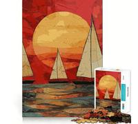 Puzzle da 1000 pezzi per adulti con bellissime barche a vela al tramonto Gioco creativo con intagli precisi,ideale per il tempo libero e come regalo di Natale rilassante (50x75cm)