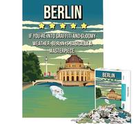 Puzzle da 1000 pezzi per adulti con Berlino poster di viaggio divertente giocattolo avvincente per coltivare la pazienza gioco educativo attività per famiglie opera d'arte regalo (dimensioni 38x26cm)